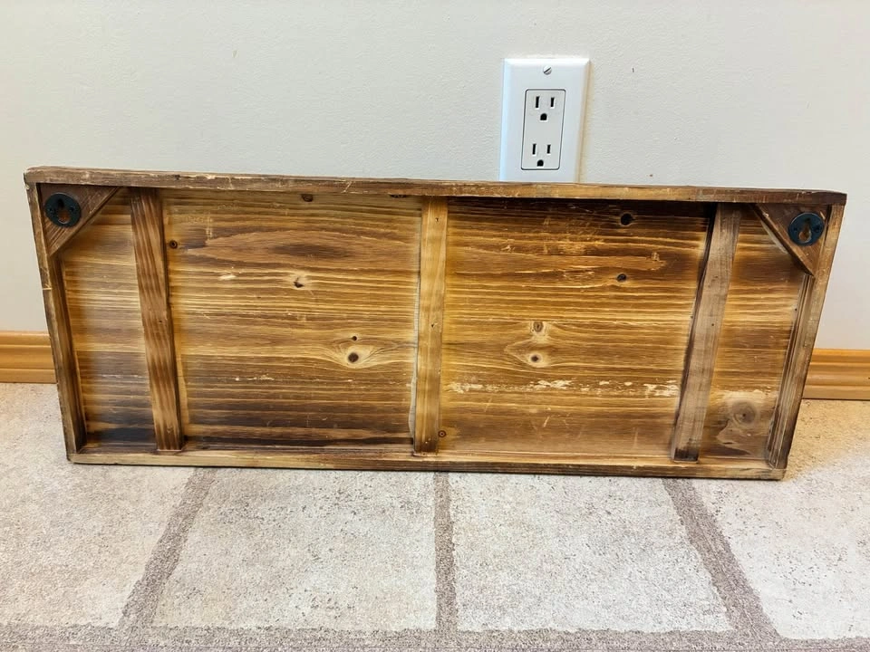 Rustic Wood Wall-Mounted 3-Hook Coat Rack - photo 2