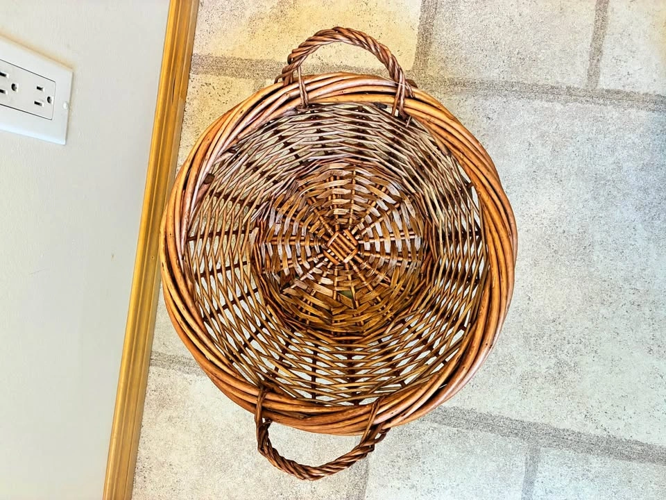 Handcrafted Round Wicker Basket with Handles