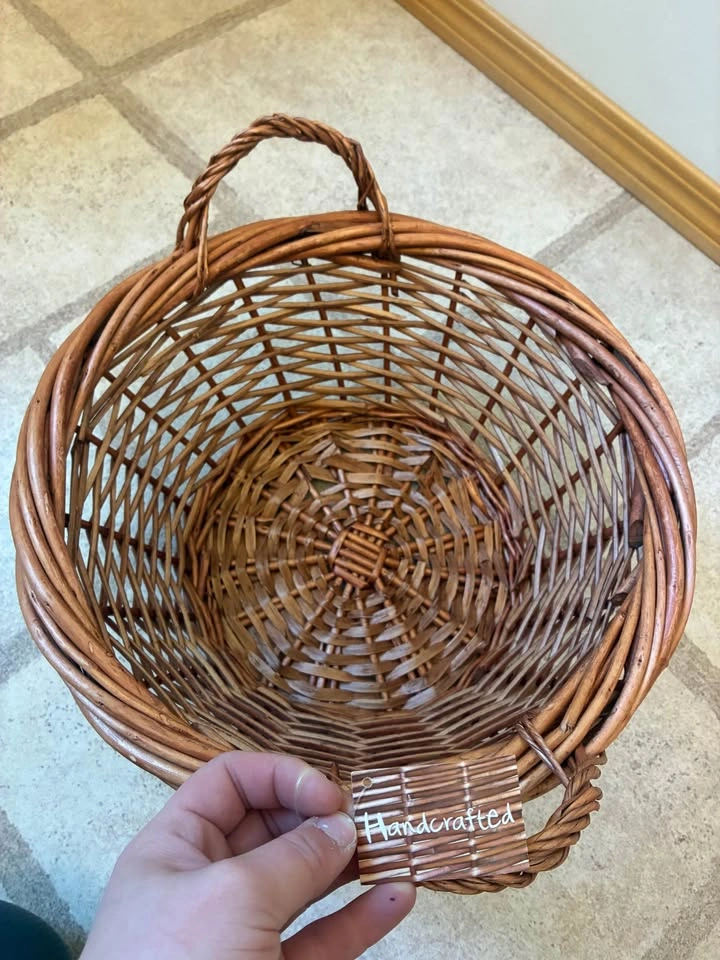 Handcrafted Round Wicker Basket with Handles - photo 3