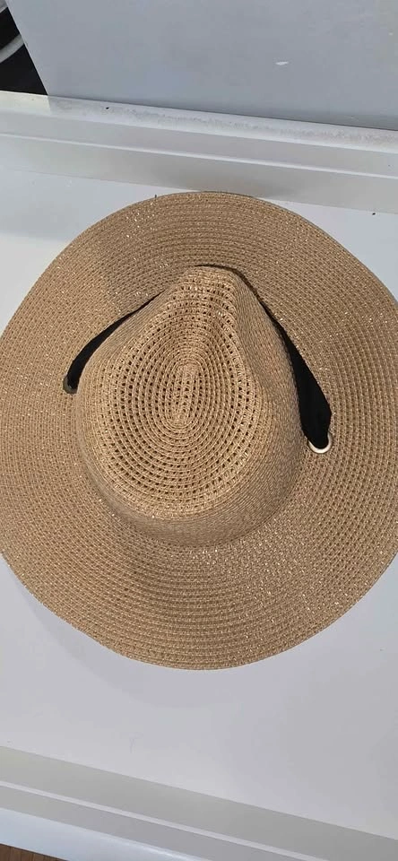 Time and Tru Straw Sun Hat with Black Ribbon Tie - photo 2