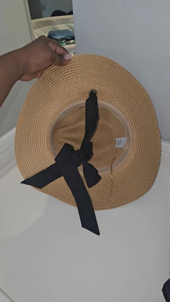 Time and Tru Straw Sun Hat with Black Ribbon Tie - photo 3