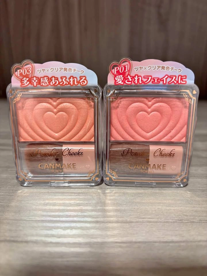 Two Canmake Powder Cheeks P01 and P03