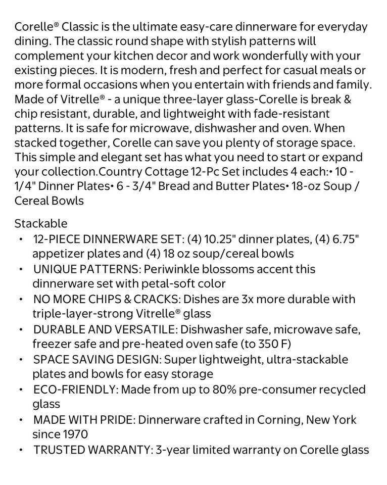Corelle Country Cottage 4 Person Dinnerware Set - photo 5