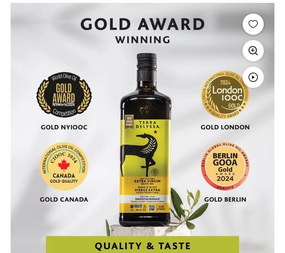 Terra Delyssa Extra Virgin Olive Oil 1L Gold Award Winner - photo 5