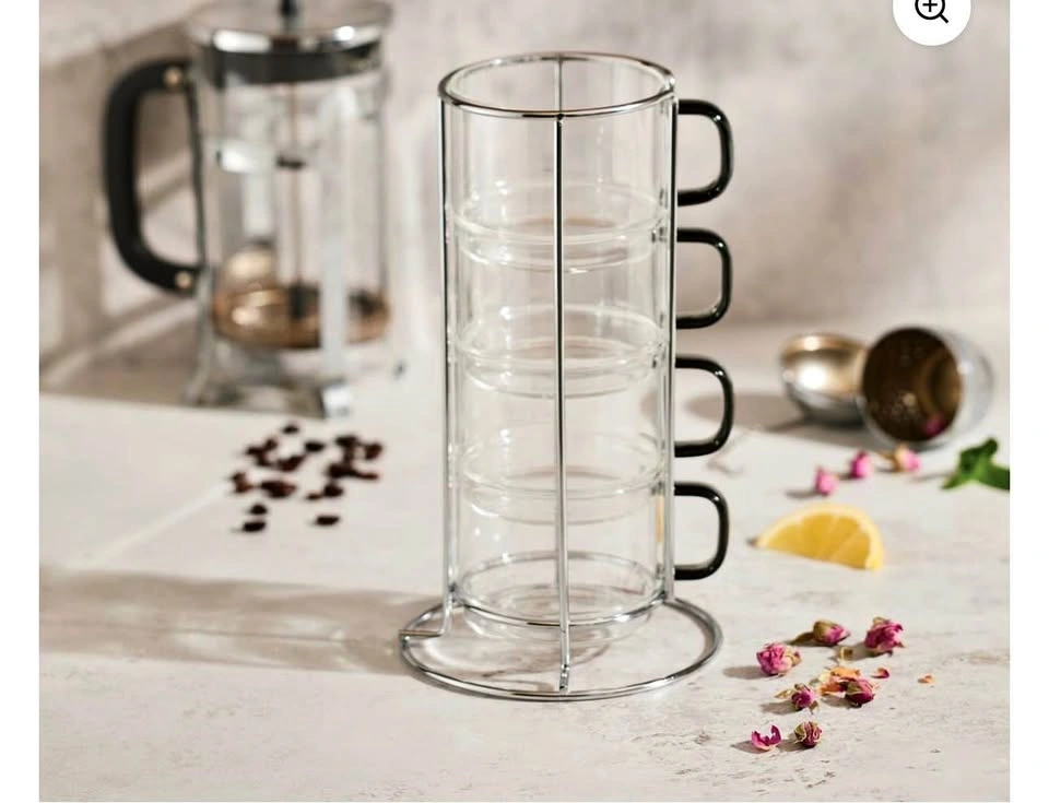 HOMETRENDS INC 5 Piece Glass Stacking Mug Set