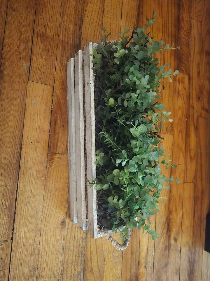 Artificial Greenery in Rustic Wooden Crate - photo 2