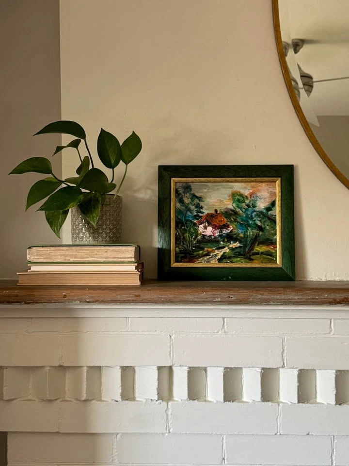 Vintage 1970s Impasto Oil Painting - Framed Expressionist Cottag - photo 2