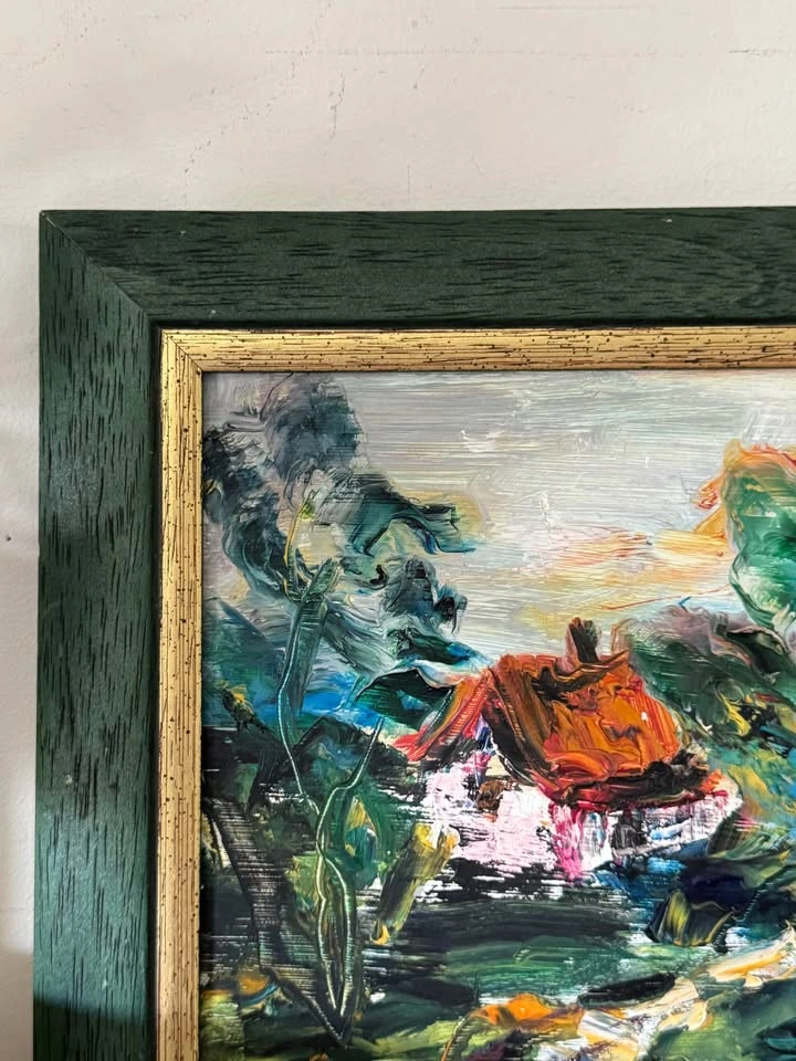 Vintage 1970s Impasto Oil Painting - Framed Expressionist Cottag - photo 4