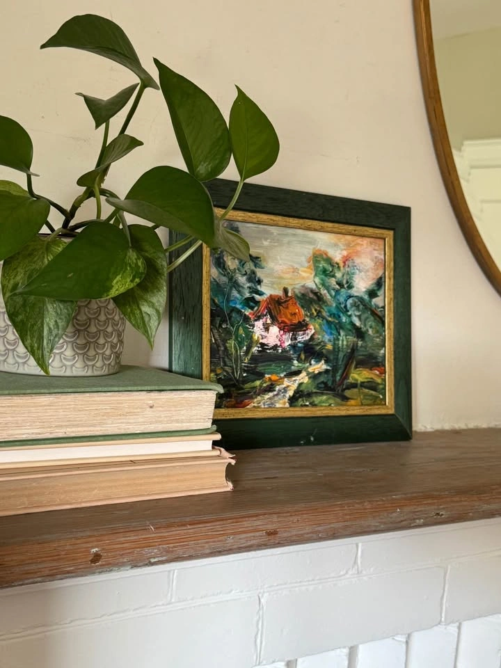 Vintage 1970s Impasto Oil Painting - Framed Expressionist Cottag - photo 5