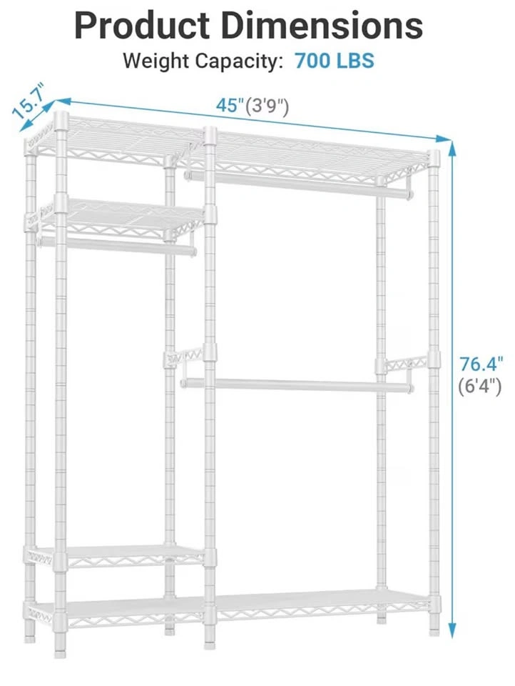 Heavy Duty Clothes Rack 4 Tiers Wire Shelving Garment Racks - photo 3