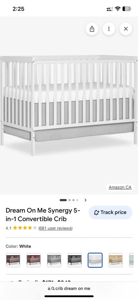 Dream On Me Synergy 5-in-1 Convertible Crib