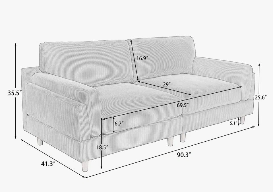 90 inch grey sofa - deep seats - photo 3