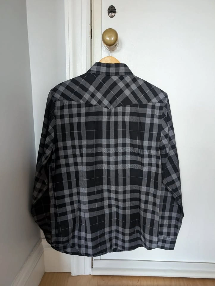 Express Men's Casual Checkered Button-down Shirt (Gray-Black) - photo 2