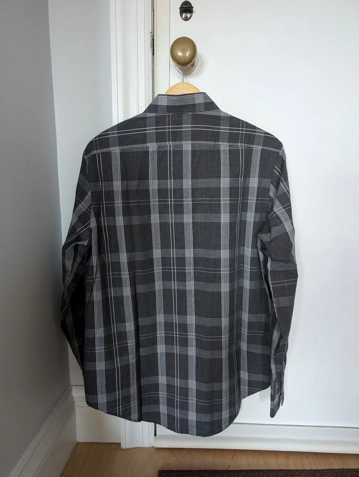DKNY Men's Casual Plaid Button-down shirt (Gray-White) (Slim fit - photo 2