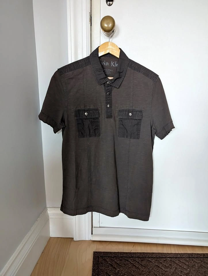 Calvin Klein Men's Short Sleeve Polo shirt (Olive Green) (Small)
