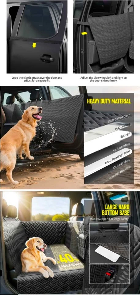 Dog Car Seat Cover for Back Seat, Hard Bottom Platform - photo 3