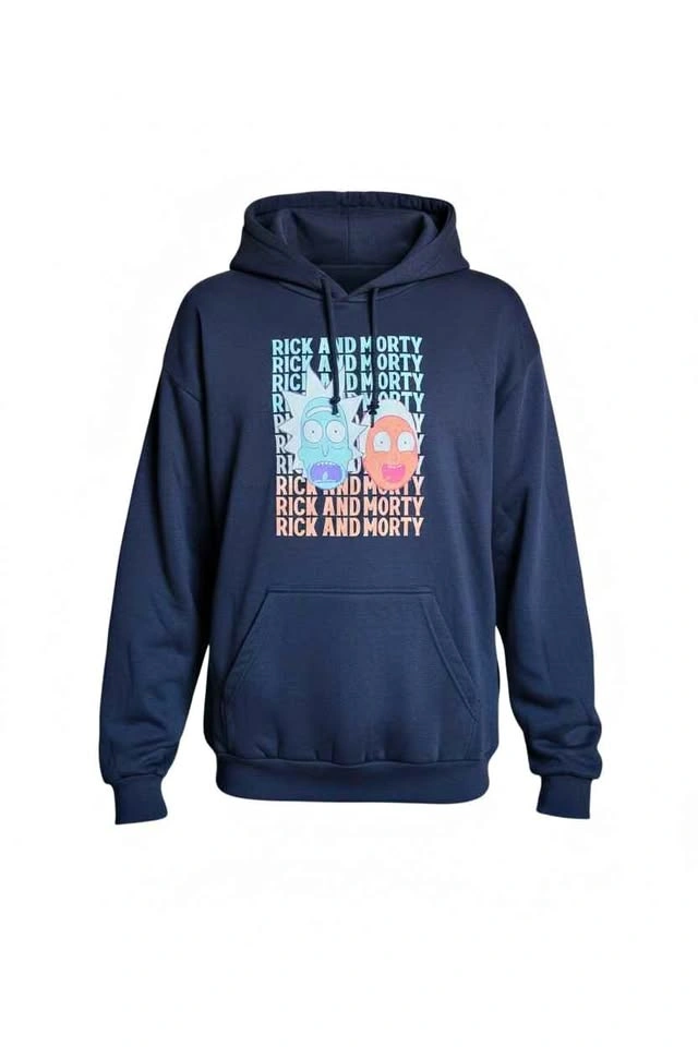 Rick and Morty Hoodie XL Black Graphic Pullover