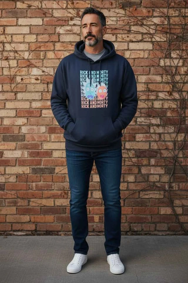 Rick and Morty Hoodie XL Black Graphic Pullover - photo 2