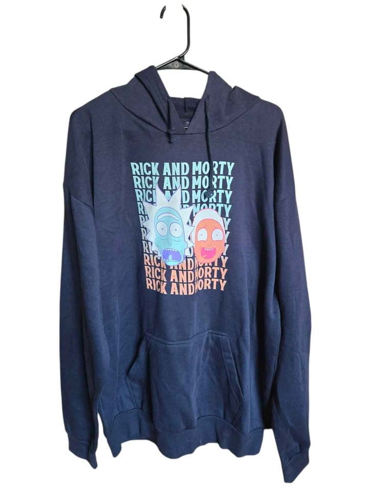 Rick and Morty Hoodie XL Black Graphic Pullover - photo 3