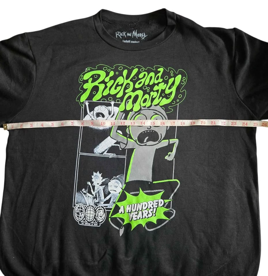 Rick & Morty Graphic T-Shirt Adult Swim 2025 Black Comic Panel - photo 3