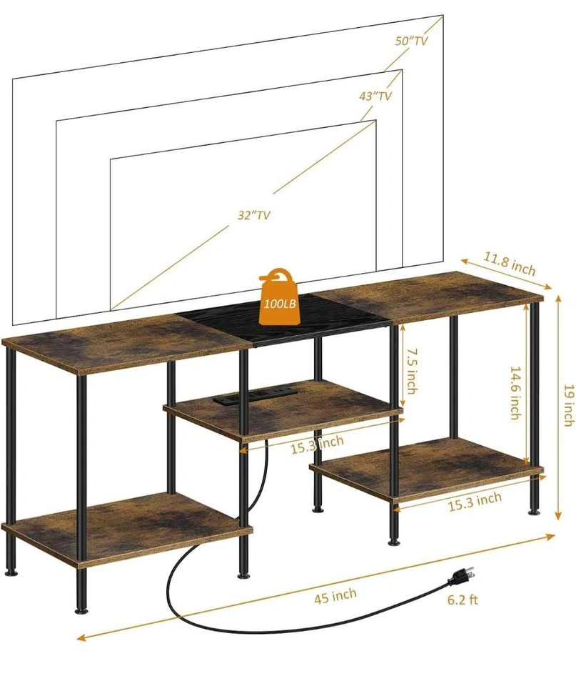 TV Table Stand with Charging Station - photo 2