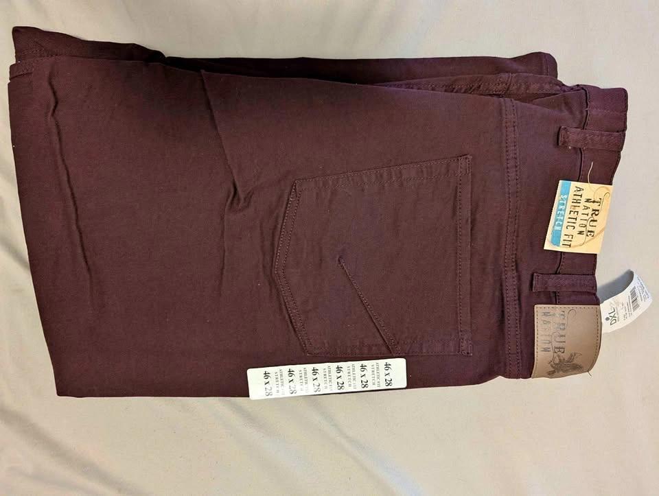 True Nation Athletic Fit Stretch Pants Burgundy 46x28