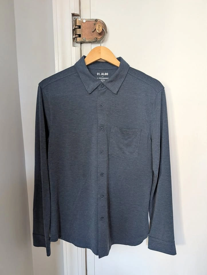 01 Algo Men's Performance Stretch Button-Up Shirt (Medium)