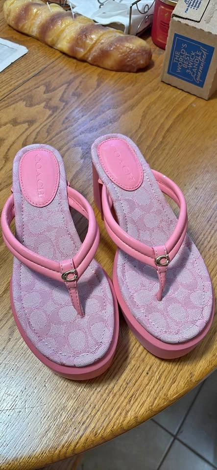 Coach Pink Platform Flip Flops