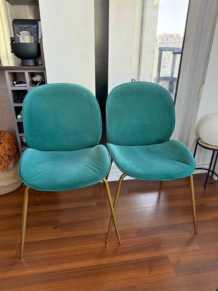 Green Velvet Dining Chairs (set of 2)