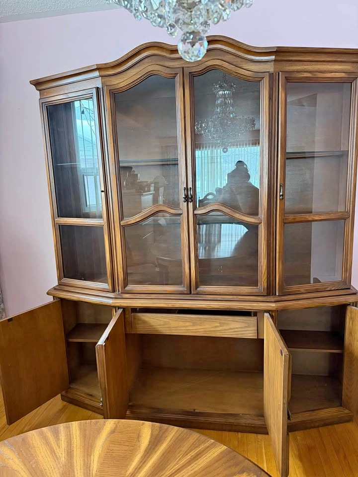 Vintage Carved Wood China Cabinet Hutch