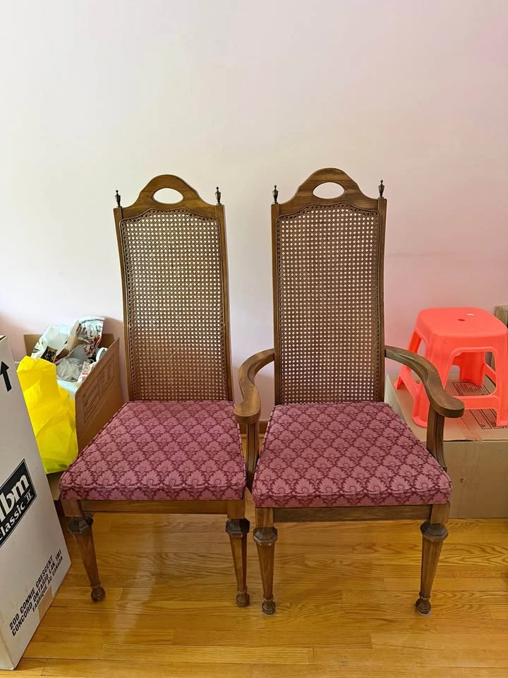 Vintage High-Back Cane Dining Chairs - Set of 6