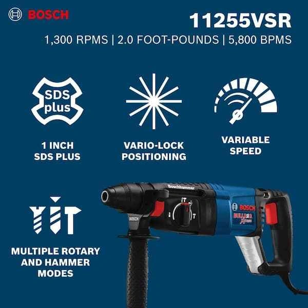 Bosch 11255VSR-RT 120V 8.0 Amp SDS-Plus 1" Rotary Hammer - photo 4