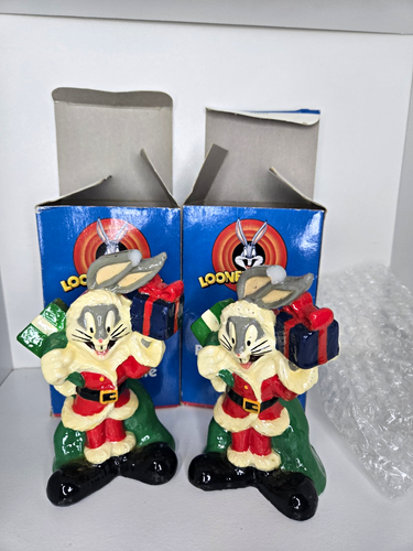 Looney Tunes Bugs Bunny 1998 Christmas Wax Candles Set of 2