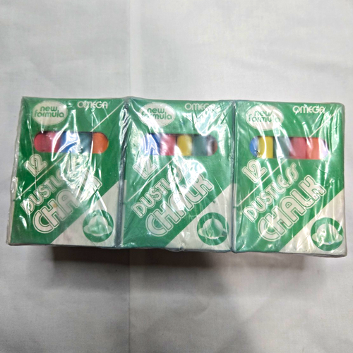 Omega Dustless Chalk Sticks 12-Pack Assorted Colors White