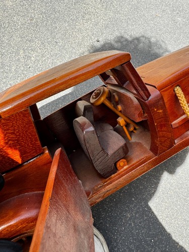 Vintage Wooden Toy Car, Handcrafted Folk Art Classic Automobile