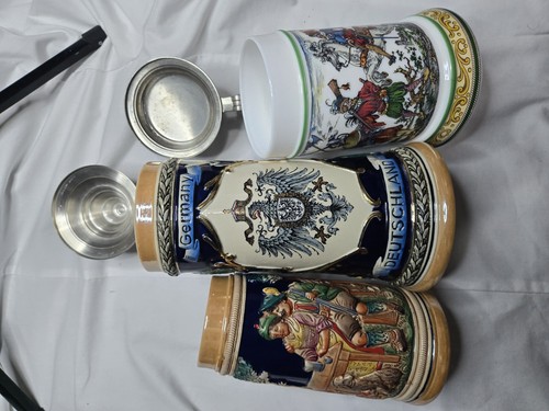 Gerz Germany Breweriana Beer Steins Lot of 3 with Metal Lids - photo 2