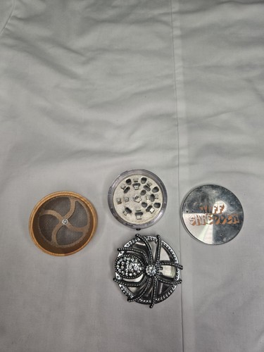4-Piece Metal Tobacco Grinder Wood-Tone Finish w/ Rhinestone Spi - photo 4