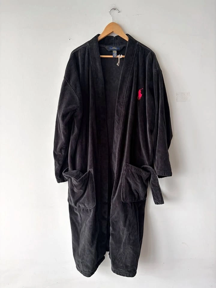Polo Ralph Lauren Mens 100% Cotton Black Robe Size M NEW