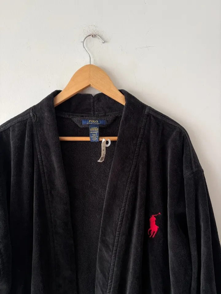 Polo Ralph Lauren Mens 100% Cotton Black Robe Size M NEW - photo 2