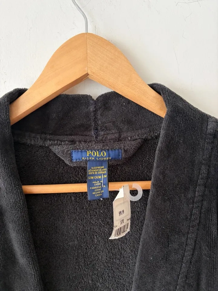 Polo Ralph Lauren Mens 100% Cotton Black Robe Size M NEW - photo 3