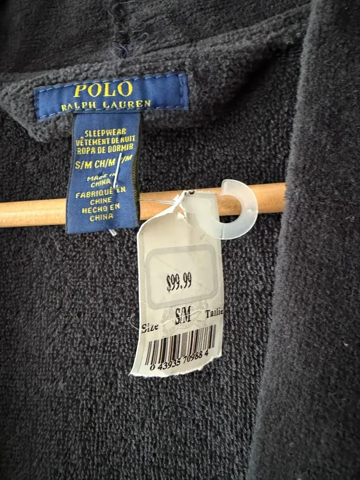Polo Ralph Lauren Mens 100% Cotton Black Robe Size M NEW - photo 4