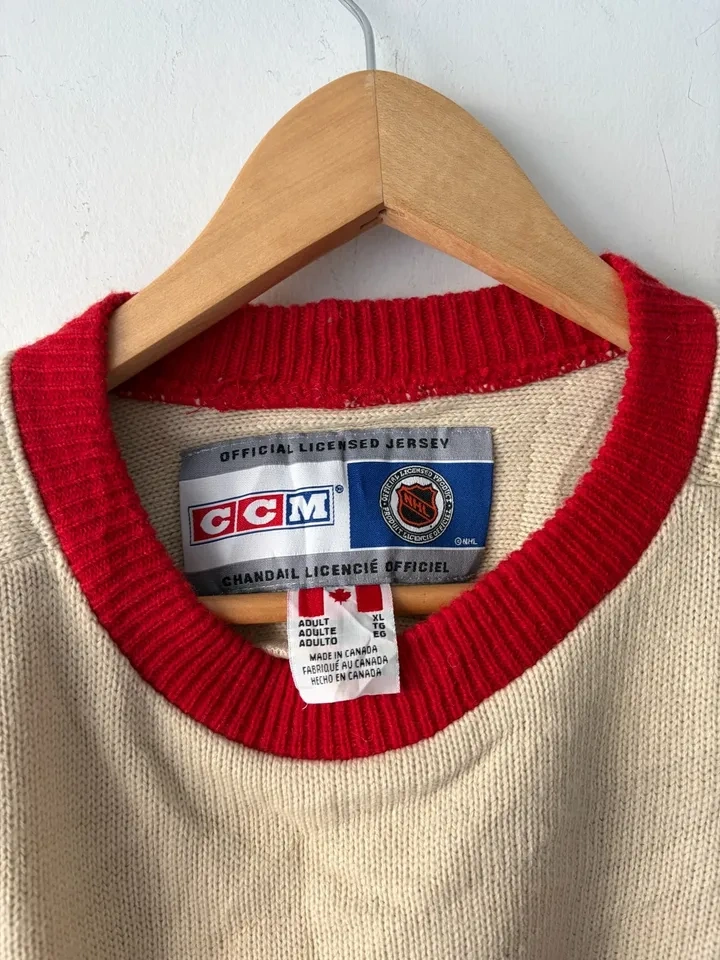Vintage CCM Detroit Red Wings Heritage Knit Sweater Size XL - photo 3