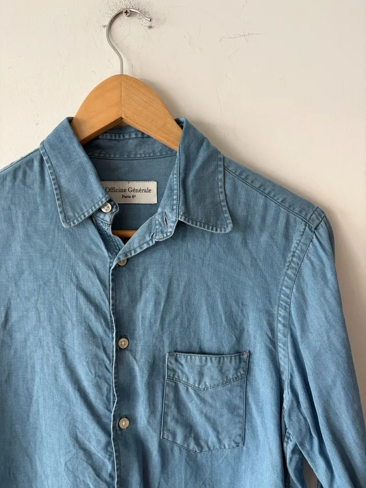 Officine Generale Men’s Chambray 100% Cotton Shirt Size XS - photo 2