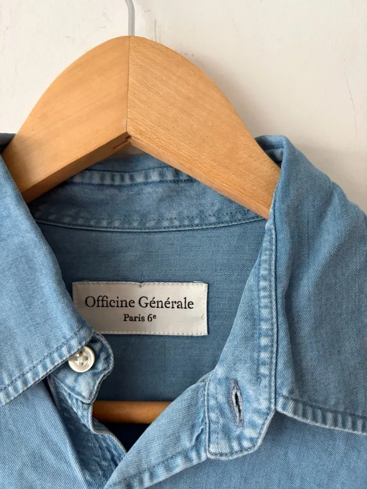 Officine Generale Men’s Chambray 100% Cotton Shirt Size XS - photo 3