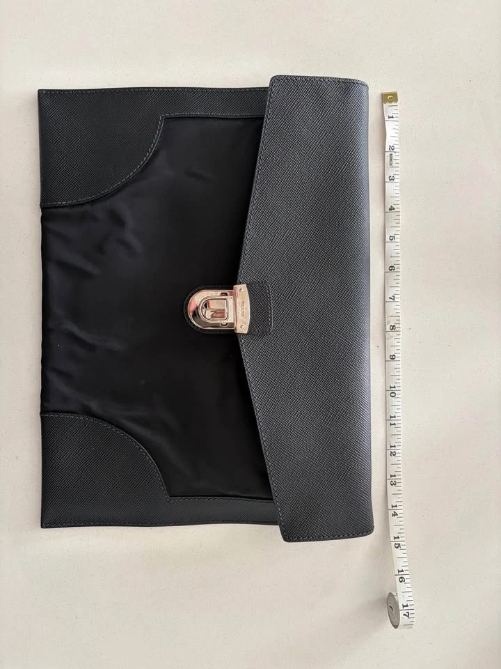 Authentic Prada Tessuto Nylon & Saffiano Leather Clutch - photo 3