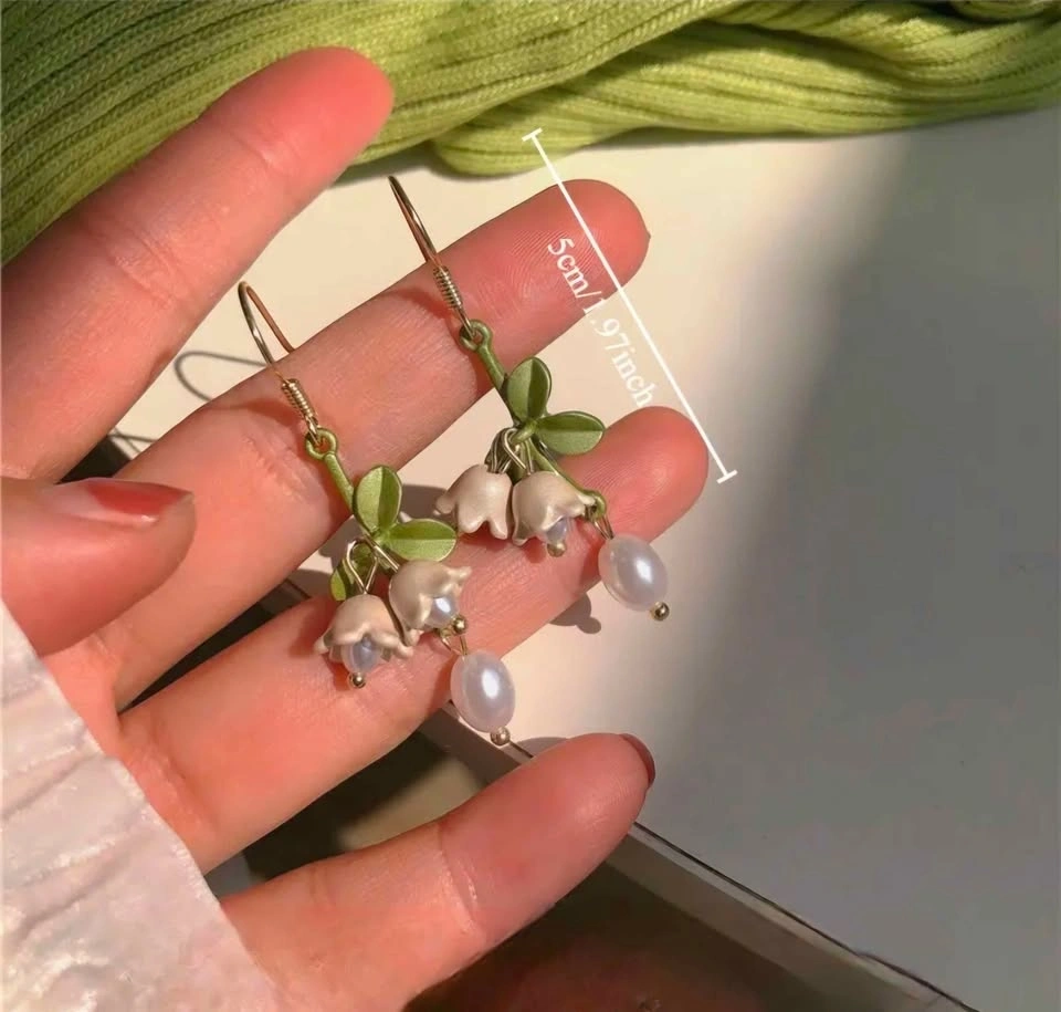 Lily of the Valley Flower Jewelry Set Necklace Bracelet Earrings - photo 5