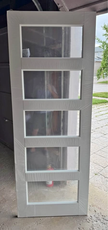 Interior Door Slab 30x80" – 5-Lite Glass Panels – Primed White