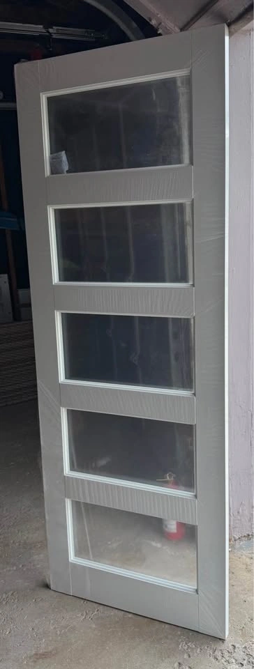 Interior Door Slab 30x80" – 5-Lite Glass Panels – Primed White - photo 2