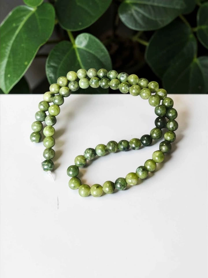 6mm Natural Green Jade Bead Strand – Polished Round Beads - photo 4