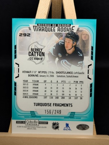 2025-26 O Pee Chee Platinum Hockey Berkly Catton Turquoise Fragm - photo 2